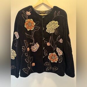 Allure Black Jacket with Floral Embroidery